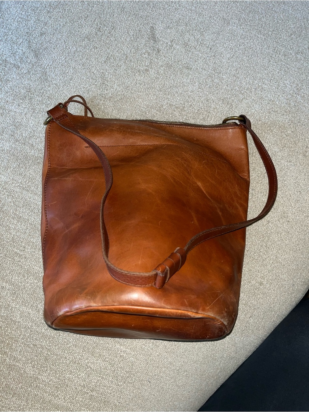 Classic Brown Leather Messenger Shoulder Bag